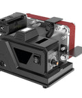 Tailgate Ready Belt Sander And Bench Grinder Duo features stepless speed dial and black durable design for woodworking and metal tasks.