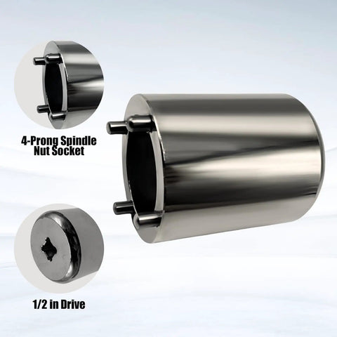 Axle Nut Socket Spindle Nut Socket for Half Inch Drive J37763 Remover Installer Tool with 4-prong design