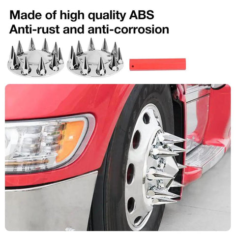 Chrome Plated Front Axle Cover Kit For Semi Trucks With Thread On 33mm Lug Nut Covers Removable Caps ABS Plastic Hub Caps