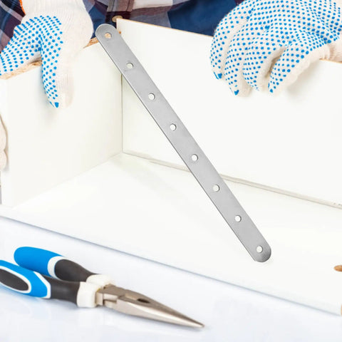Two Pack Stainless Steel Corner Brackets For Tables And Chairs With Quick No Fuss Installation shown during assembly