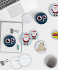 No Sweat Three Inch Button Maker Supplies Kit 100 Sets 400 Pieces Total Featuring Durable Plastic Pin Backs with assorted festive designs.