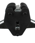Close-up of Five Eighth Inch Economy Polyester Strap Sealer For Serrated Seals, black handle, front view, silver edge detail.