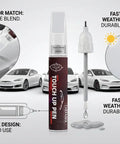 Tesla Stealth Gray Touch Up Paint Pen For Model 3 Y S X Exact Color Match 2 In 1 Brush And Pen Do It Yourself Chip And Scratch Repair Kit shown with usage details