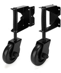 Heavy Duty 4.3 Inch Gate Caster Wheel With Spring Loaded Design For Uneven Ground, 360 Degree Swivel, Right Angle Mount Plate, Black