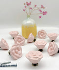 Grab This Dope 10 Piece Set Of Pink Rose Porcelain Cabinet Knobs Perfect For Dressing Up Drawers And Dressers. 1.4 Inch Ceramic Flower Handles feature M4 screws.
