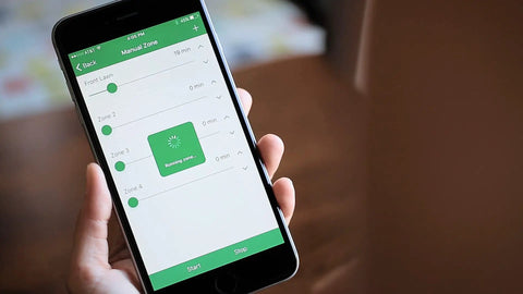 Person using app to control 8 Zone Smart WiFi Sprinkler Timer For Indoor And Outdoor Use You Control From The App With Alexa Compatibility