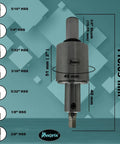 Precision Rotary Broach Set With 3/4 Inch Shank And 7-Piece HSS Hex Punch Kit for CNC lathe with dimensions displayed.