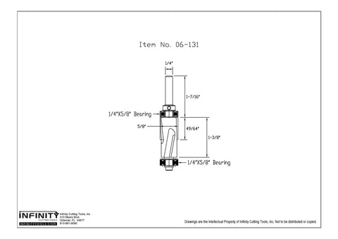 Technical drawing of Mini Mega Flush Trim Router Bit Set With Carbide Tip for precision cutting dimensions.