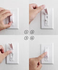 Childproof Light Switch Plate Covers 2 Pack White Safe Home Shield To Stop Little Ones And Curious Adults From Accidentally Flipping The Switch Easy Install Toggle Switch Shields demonstration in use