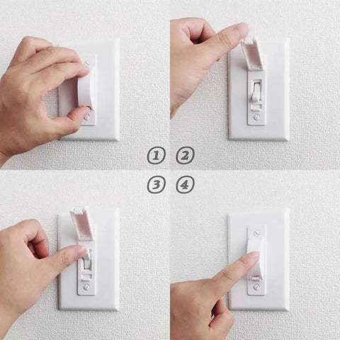 Childproof Light Switch Plate Covers 2 Pack White Safe Home Shield To Stop Little Ones And Curious Adults From Accidentally Flipping The Switch Easy Install Toggle Switch Shields demonstration in use