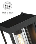 Dusk-to-dawn feature on 2 Pack Black Outdoor Wall Light Fixtures Dusk To Dawn Exterior Lantern Sconce 9 Inch Height Porch Light Wall Mount