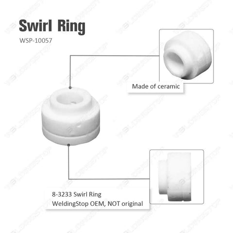 Plasma Cutter Consumables Kit swirl ring 8-3233 made of ceramic for Dynapak 110 PAK 2XT torch welding supplies.