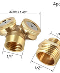 Brass Misting Nozzle Two Hole Garden Sprinkler for Irrigation Systems One Quarter Inch, showing dimensions and thread sizes