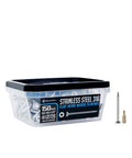 FM FastenMon 8x1-5/8 316 stainless deck screws, 150 pcs, in clear storage box with black lid; bit included.