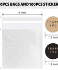 100-pack 4x4 Cookie Bags With Thank You Stickers, Self Sealing Clear Cellophane Bags For Cookies And Treats, Party Favors