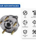 Pair Of Two AWD Wheel Hub Bearing Assemblies OEM Grade For Hyundai Santa Fe 2007 Through 2019 And Veracruz 2007 Through 2012