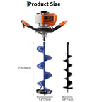 Gas Powered 52Cc 2 In 1 Ice Auger And Earth Auger Kit With 10 Inch Ice Bit And Five Point Nine Inch Ground Bit EPA Certified