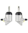 Pair of hydraulic uni-servo cylinders for 10 and 12 inch marine trailer brakes, heavy duty replacement parts, shown from side view