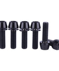 Titanium Allen Hex Tapered Head Bolts Set M6 X 16mm 18mm 20mm Black 6 Pack Grade 5 Titanium Alloy Fasteners For Bicycle Fittings