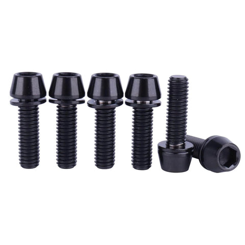 Titanium Allen Hex Tapered Head Bolts Set M6 X 16mm 18mm 20mm Black 6 Pack Grade 5 Titanium Alloy Fasteners For Bicycle Fittings
