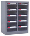 Heavy Duty Nut And Bolt Organizer With Ten Drawers Grab And Go Steel Parts Cabinet With Labels For Quick Access In The Shop