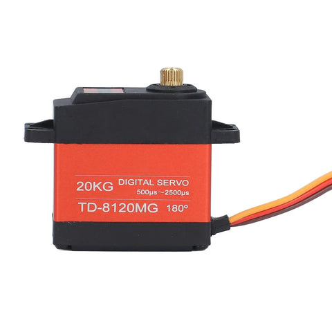 Next Gen Heavy Duty Digital Servo Motor Delivering 20Kg Of Crushing Load Capacity With Rock Solid Precision Engineering And Smooth As Butter Rotation For Peak Rc Performance side view of a 20Kg digital servo motor.