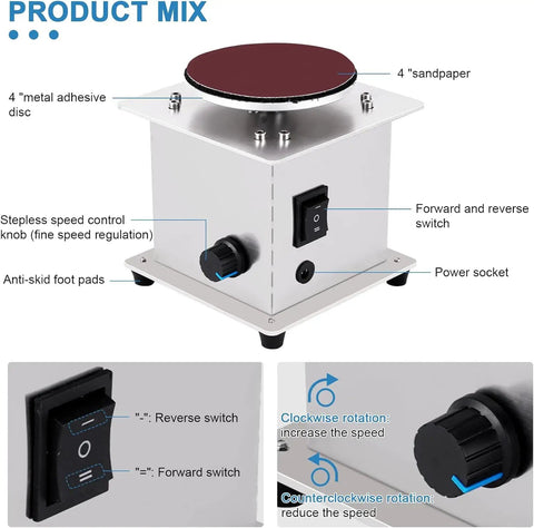 Hella Durable Mini Spindle Sander 6000RPM Electric Table Bench Grinder 110V with speed control knob and two switches.