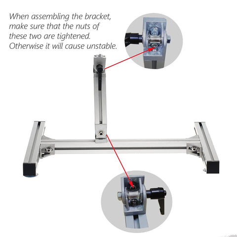Front view of aluminum alloy stand kit for JQDML actuator, 8mm size, vertical support and base rails.