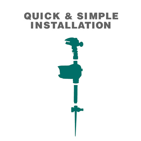 Diagram showing quick installation of Motion Activated Animal Repellent Sprinkler For Yard Pest Control That Keeps Critters Away Model 5277