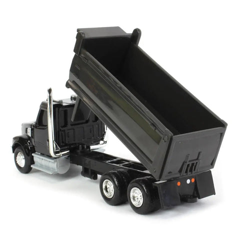 Black Western Star One Sixty Four Scale Die Cast Dump Truck with raiseable bed, free-rolling wheels, plastic and die-cast parts.