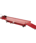 Steel Hydraulic Motorcycle Lift With 1100 Pound Capacity, Foot Operated Pump, Diamond Plate Platform, Removable Ramp With Hinges And Rollers