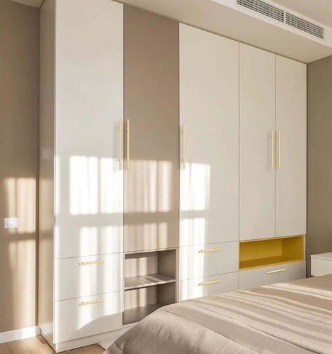 Thirty Pack Stainless Steel Cabinet Knobs And Drawer Pulls With Mounting Screws Single Hole Gold Handles For Kitchen And Bedroom Furniture Upgrades on a modern wardrobe.