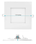 Smooth Six Inch Square Led Recessed Lighting Kit With Easy Tuneable Color Switch Ultra Thin Ceiling Fixtures For No Fuss Home Upgrades And Top Shelf Appeal 16 Pack, 7.19 inches wide.