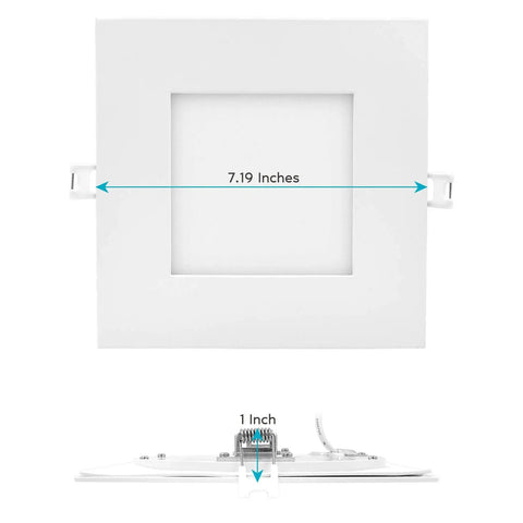 Smooth Six Inch Square Led Recessed Lighting Kit With Easy Tuneable Color Switch Ultra Thin Ceiling Fixtures For No Fuss Home Upgrades And Top Shelf Appeal 16 Pack, 7.19 inches wide.
