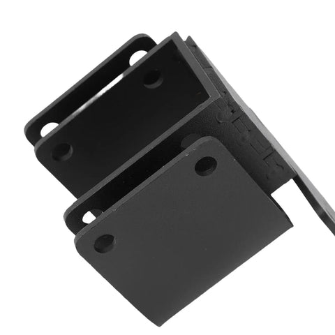 Solid Carbon Steel Double Gate Latch With Strong Arm Design For Chain Link Fences showing close-up of durable black steel construction.