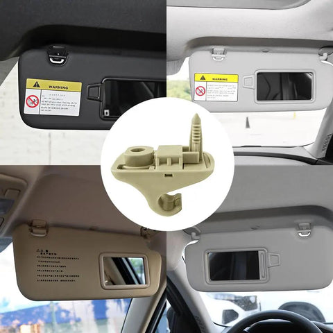 Must Have Two Pack Sun Visor Retainer Clip Set For Most Vehicles Auto Interior Visor Holder Hook And Fastener Bracket In Beige Durable Plastic Mount Compatible With Most Car Models And Interiors Easy To Install fitted in car visors.