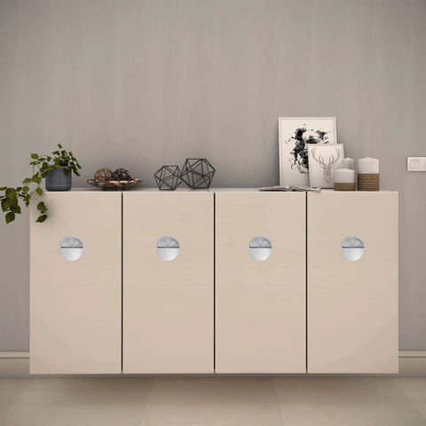 Cabinet with Round Hidden Door Pulls Set, Stainless Steel Recessed Flush Cabinet Pulls for Sliding Barn Doors, Brushed Nickel Finish