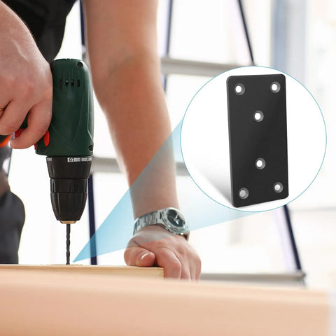 Rock Solid Black Steel Mending Plates With Full Hardware Kit For Quick And No Sweat Repairs On Wood Furniture Or Metal Projects Built Tough To Handle Weight
