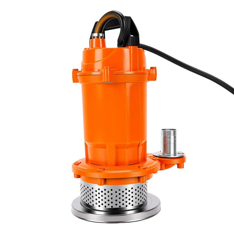Badass One Half Horsepower Submersible Sump Pump Moves Six Thousand Gallons Per Hour, heavy-duty orange design for efficient water transfer.