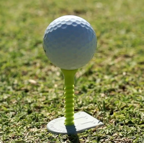 Golf ball on Driving Range Tee Holder With Flexible Tees That Stay Put On Grass Easy Adjustable Height For Consistent Tee Height