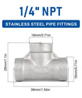 304 Stainless Steel Tee Pipe Fittings NPT Female Adapter 1 Quarter Inch X 1 Quarter Inch X 1 Quarter Inch Three Way Connector