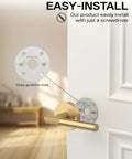 Two Pack Champagne Bronze Dummy Door Handles Set For Closets And Interior Doors Non Turning Lever With Knobs For French Doors Pantries And Double Doors Easy Install Classic Style That Pops In Any Room. champagne bronze dummy lever installed on white door with round plate