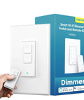Smart Dimmer Switch With Remote For LED Lights, Neutral Wire Required, Single Pole To 3 Way, Works With Alexa packaging and remote.