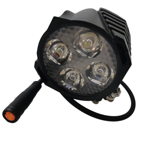 LED Headlight With Horn For Electric Bicycles And E Scooters Waterproof 3 Pin Female Connector 36V 48V Compatible 4 Beads High Output Front Light Replacement For Bike With 15 Inch Wire