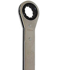 Beefy Ratchet Wrench Kit For Knockout Set With Punches And Dies, close-up of 1-inch drive, heavy-duty tool for electricians and DIYers.