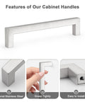 30 Pack Brushed Nickel Stainless Steel Kitchen Cabinet Pulls With Square Corner Bar Handles 5 Inch Hole Centers 5.5 Inch Total Length Features