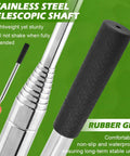 12ft Telescopic Golf Ball Retriever With Grabber, Stainless Steel Build, close-up of rubber grip handle and telescopic shaft