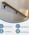 Heavy Duty Adjustable Handrail Brackets For Stairs Zinc Alloy Construction Matte Black Finish Indoor Outdoor Railing Support Holds Up To 330 Lbs Per Bracket Six Pack installed on a wall.