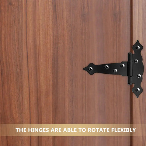 Heavy Duty Shed Door Hinges With Screws 2 Pack for Barn Doors and Outdoor Wood Gates shown on wooden surface