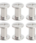 Rivet And Screw Kit 50 Sets M4 Stainless Steel Flat Head Fasteners For Leather Craft DIY Repairs Binding And Decorative Projects 100 Pieces Total Ready For Any Hardware Hack, six silver M4 flat head screws